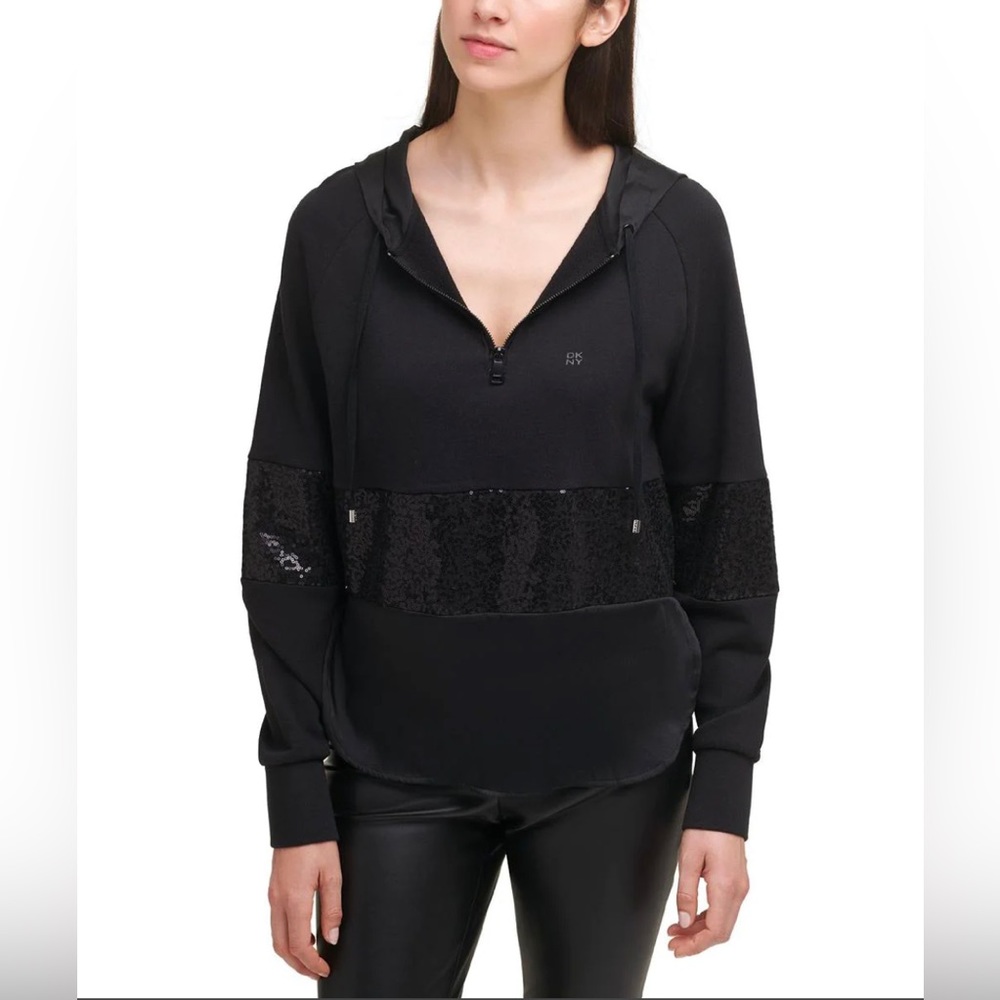 DKNY Sequined Mixed Medic Hoodie (NWT)